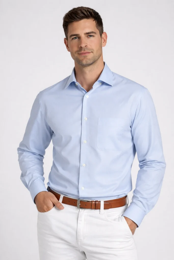 Modern Blue Office Dress Shirt